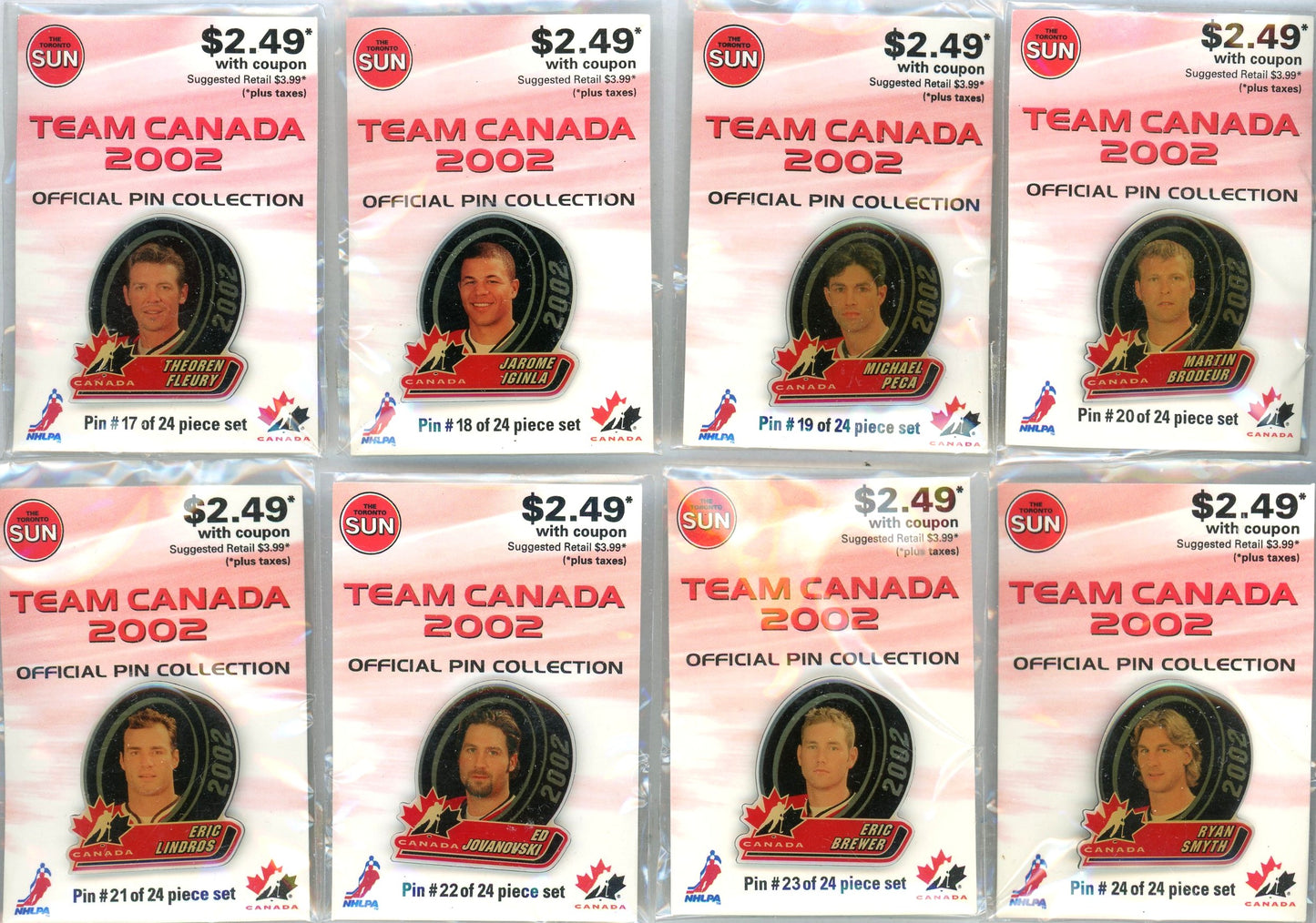 Team Canada 2002 Official Pin Collection Journey to Gold Complete Set