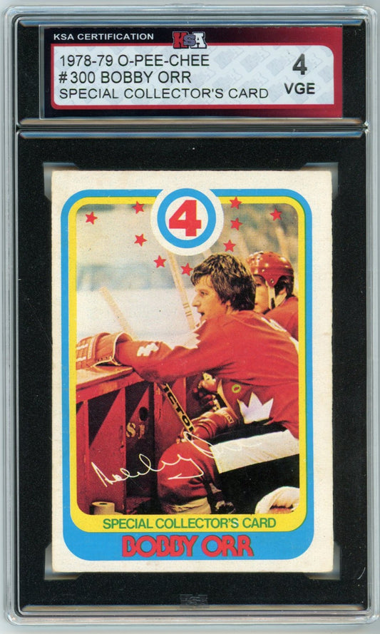 1978/79 OPC O-Pee-Chee Bobby Orr Special Collector's Card Graded Hockey Card #300 KSA 4