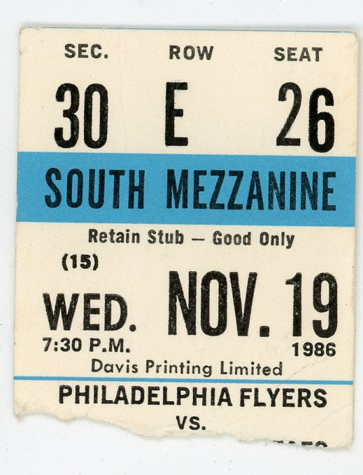 Maple Leafs Vs. Philadelphia Flyers Vintage Ticket Stub Maple Leaf Gardens (Toronto, 1986)