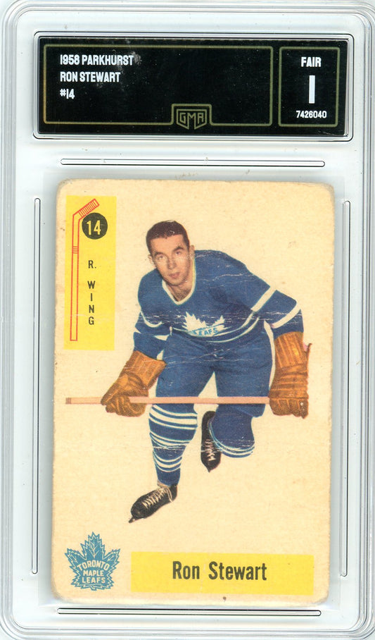 1958 Parkhurst Ron Stewart Graded Card #14 GMA 1