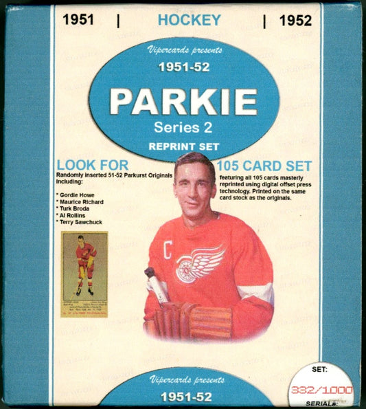 1951/52 Vipercards Parkie Series 2 Reprint Factory Set (105 Cards) /1000 Gordie Howe, Rocket Richard Very Rare!