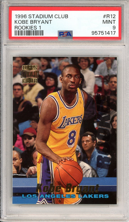 1996 Stadium Club Kobe Bryant Graded Basketball Rookie Card #R12 PSA 9