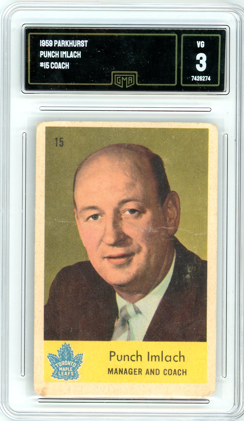 1959 Parkhurst Punch Imlach Graded Card #15 GMA 3