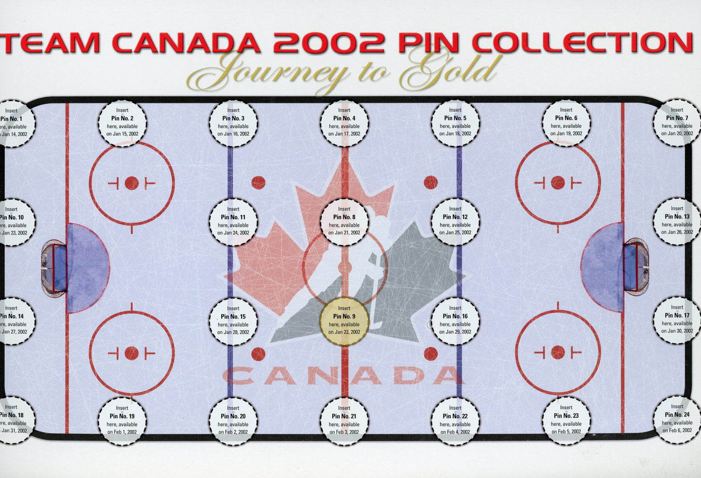 Team Canada 2002 Official Pin Collection Journey to Gold Complete Set