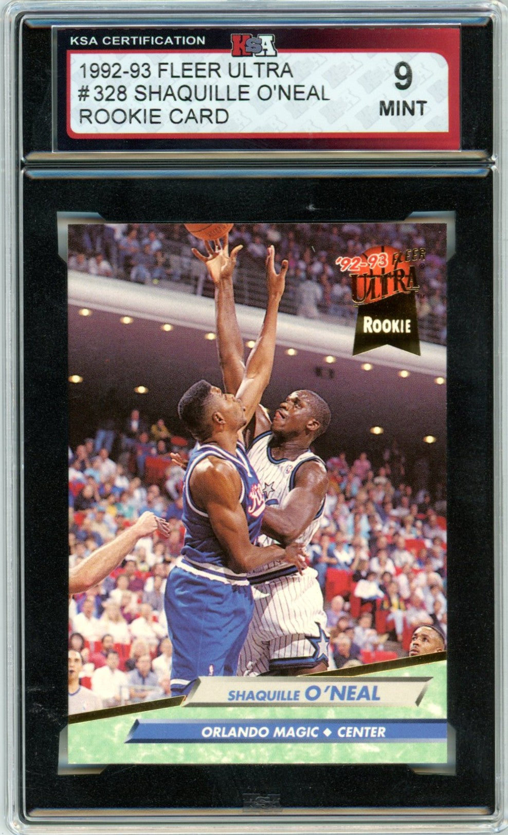 1992/93 Fleer Ultra Shaquille O'Neal #328 Graded Basketball Rookie Card KSA 9