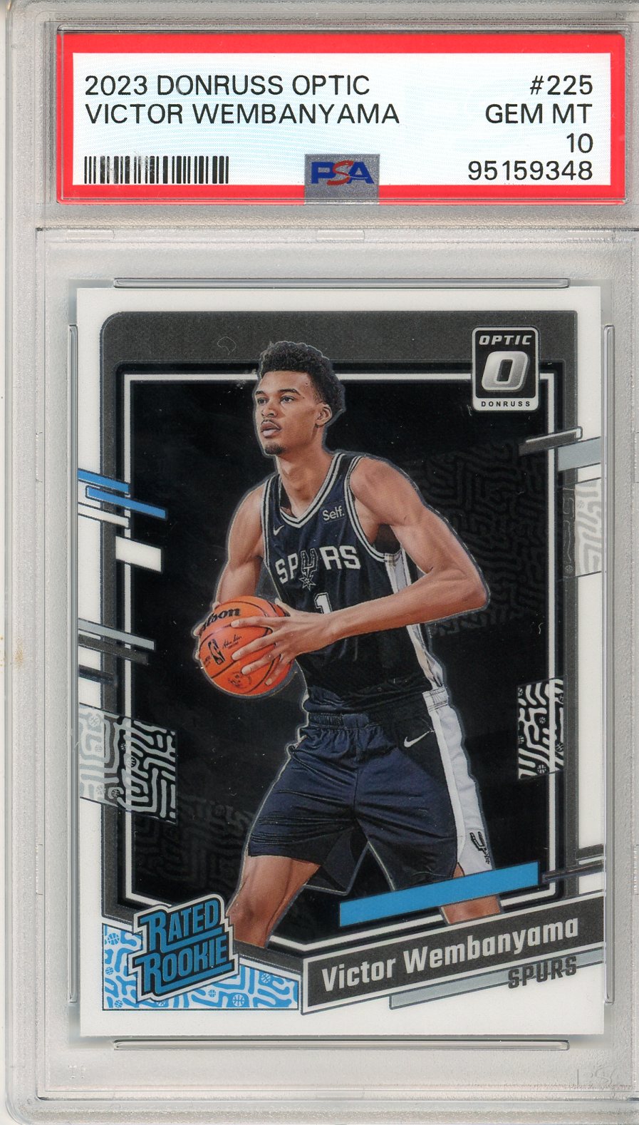 2023 Donruss Optic Victor Wembanyama Graded Basketball Rookie Card #225 PSA 10