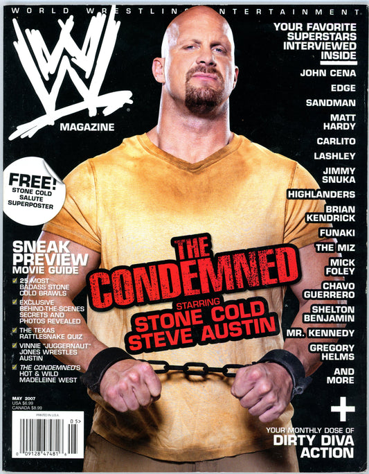 WWE Wrestling Magazine (May 2007) Stone Cold Steve Austin Cover - No Poster
