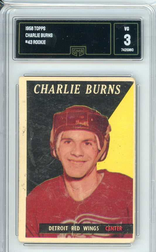 1958 Topps Charlie Burns #43 Graded Rookie Card GMA 3