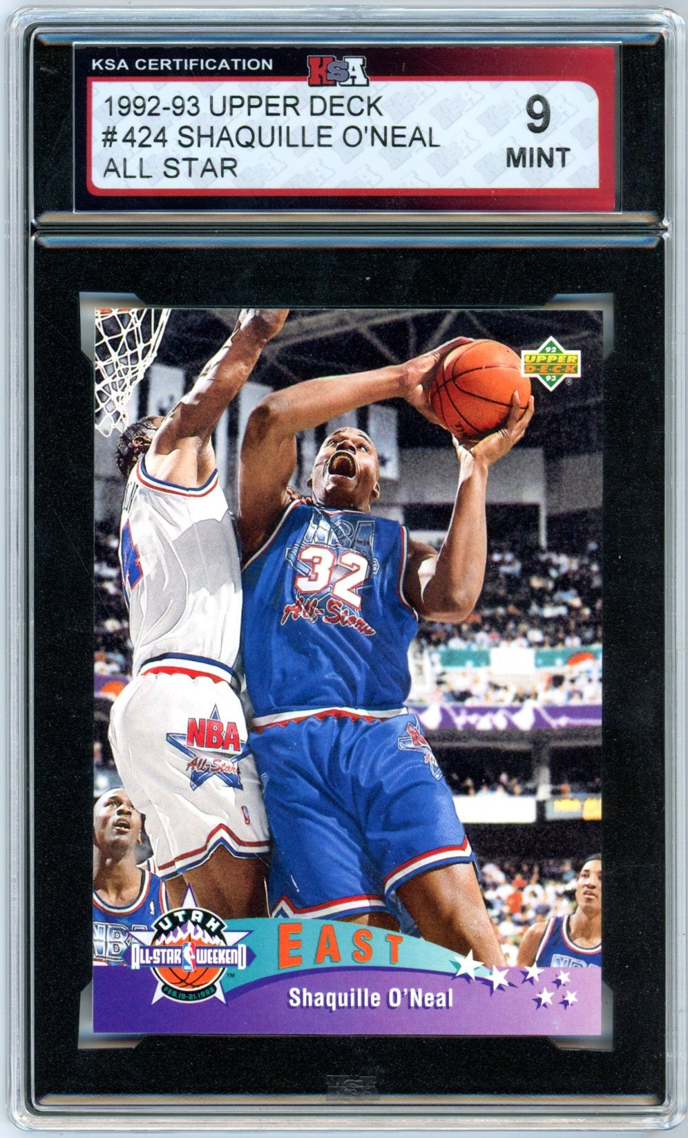 1992/93 Upper Deck Shaquille O'Neal All Star #424 Graded Basketball Rookie Card KSA 9