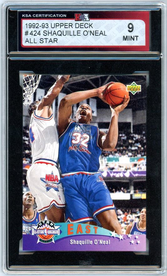 1992/93 Upper Deck Shaquille O'Neal All Star #424 Graded Basketball Rookie Card KSA 9