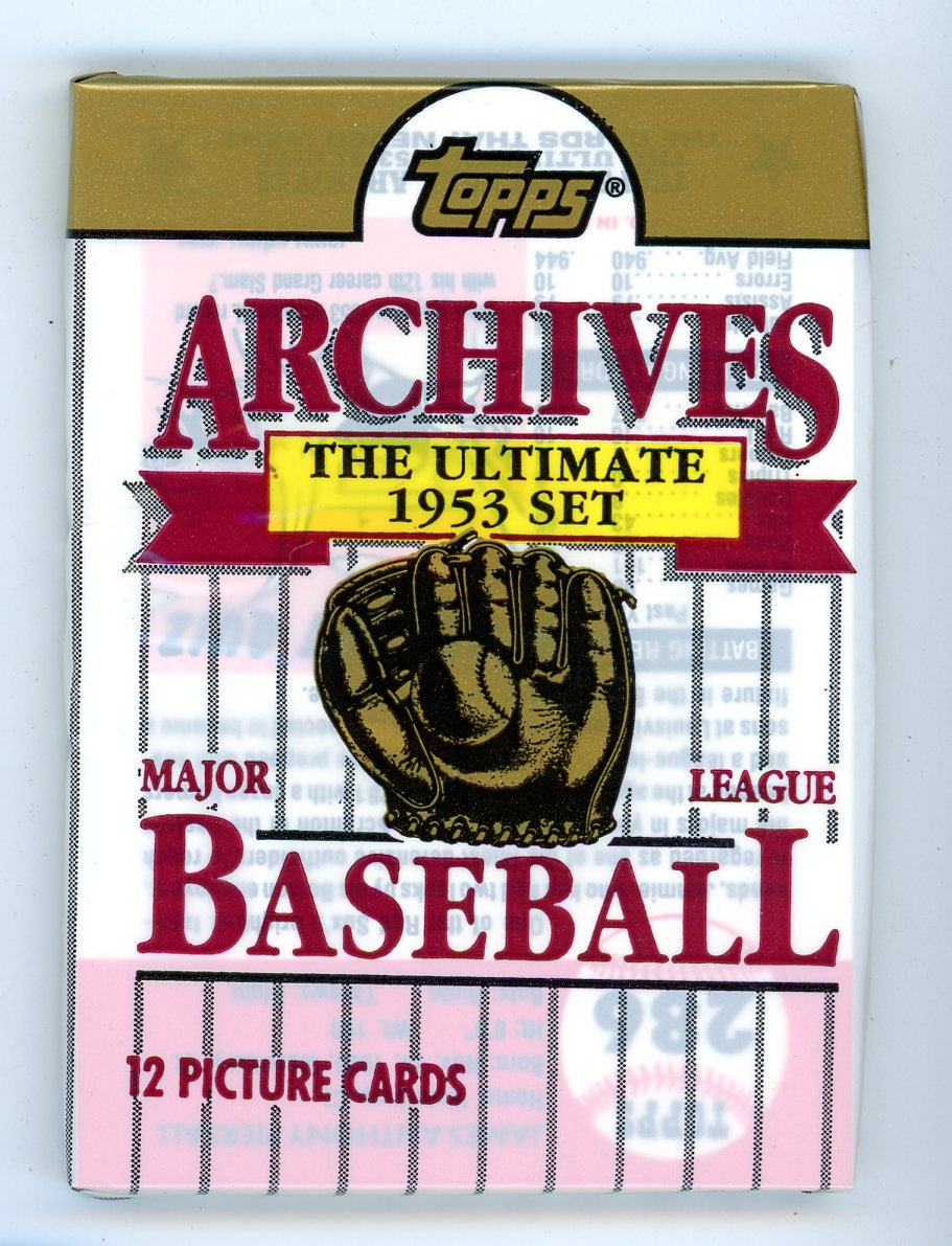 1991 Topps Archives "1953 Glossy Reproductions" Baseball Card Wax Pack (12 Cards)