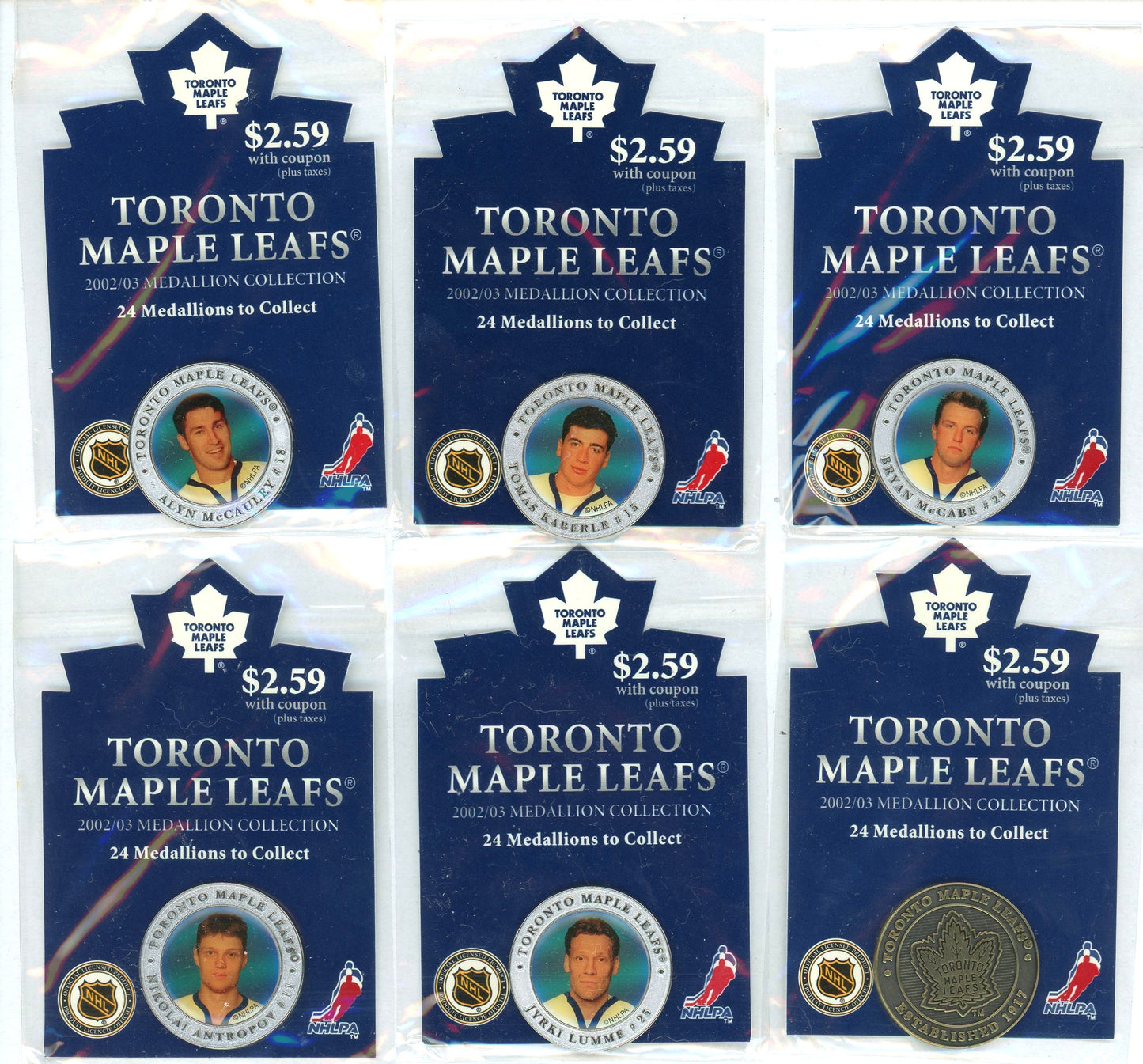 2002/03 Official Toronto Maple Leafs Medallion Collection Complete Set + New Player Medallions