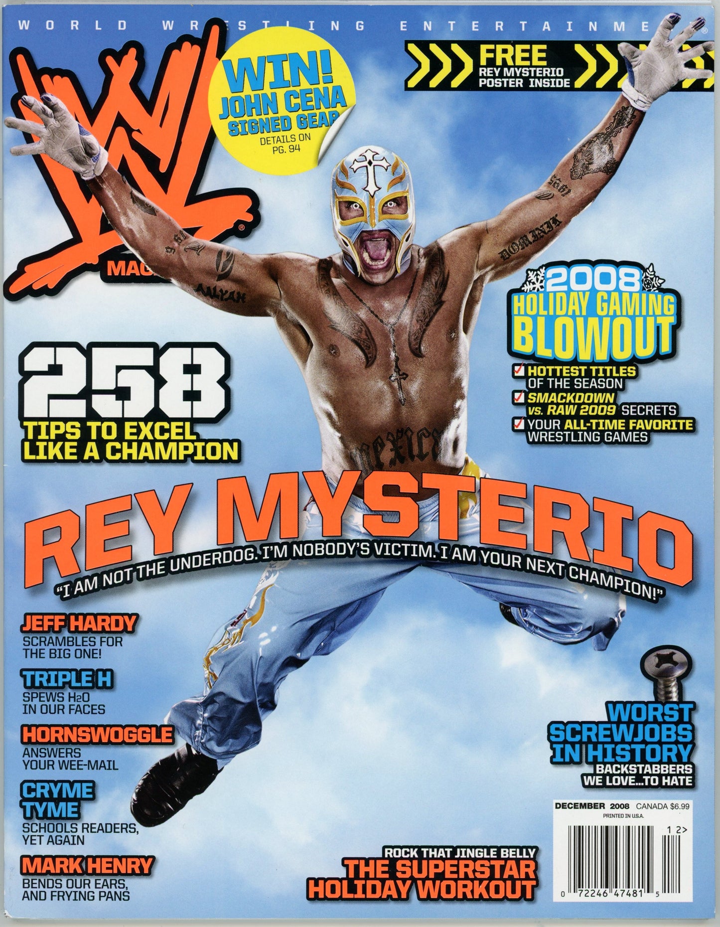 WWE Wrestling Magazine (December 2008) Rey Mysterio Cover + Poster