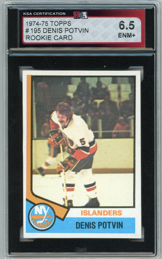 1974/75 Topps Denis Potvin Graded Rookie Card #195 KSA 6.5