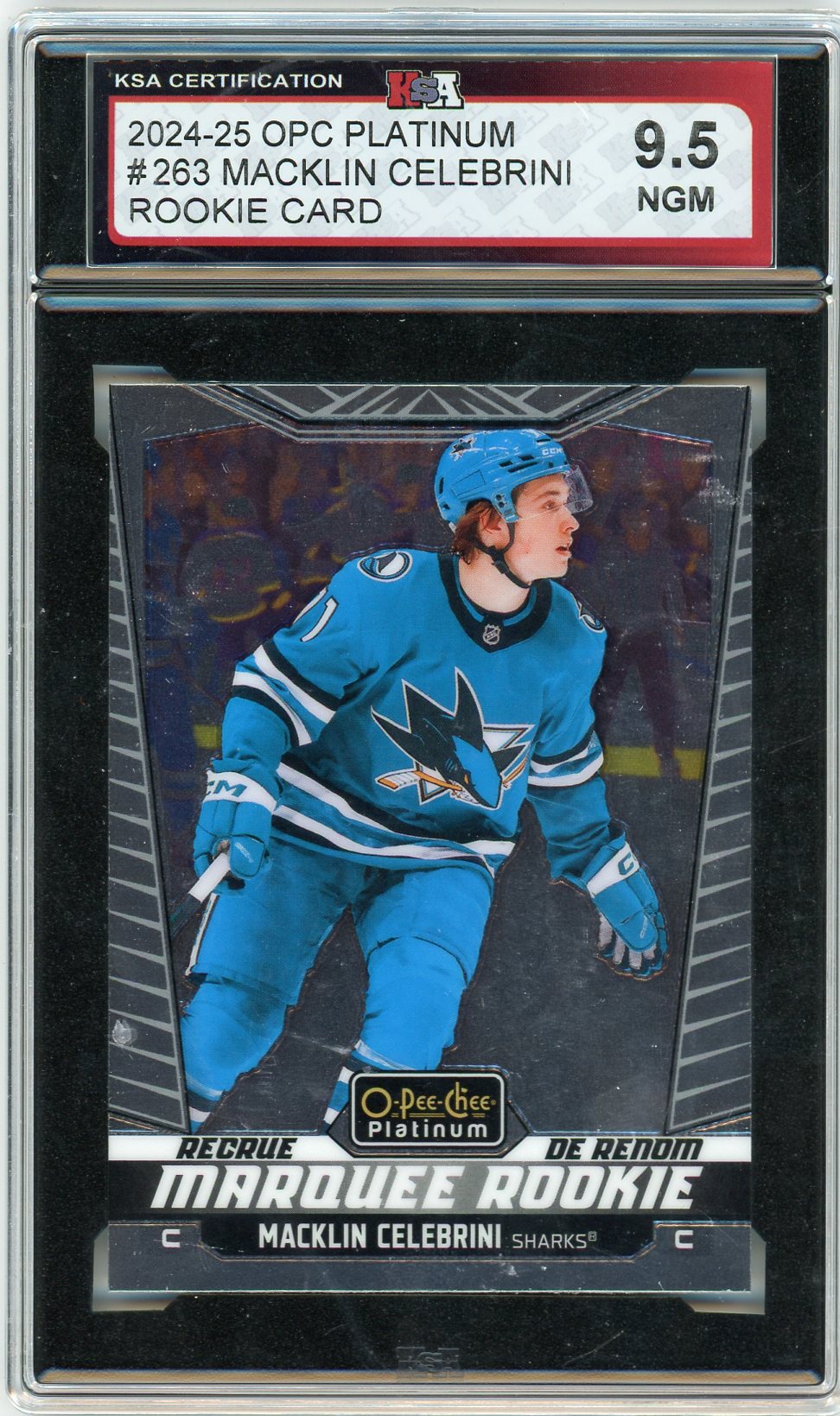 2024/25 O-Pee-Chee Platinum Macklin Celebrini #263 Marquee Rookie Graded Hockey Card KSA 9.5