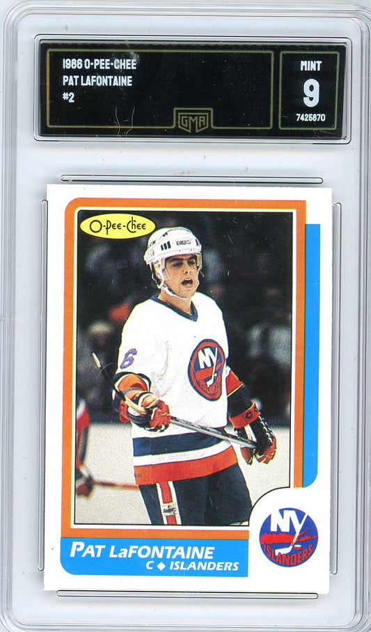 1986 O-Pee-Chee Pat LaFontaine Graded Card #2 GMA 9