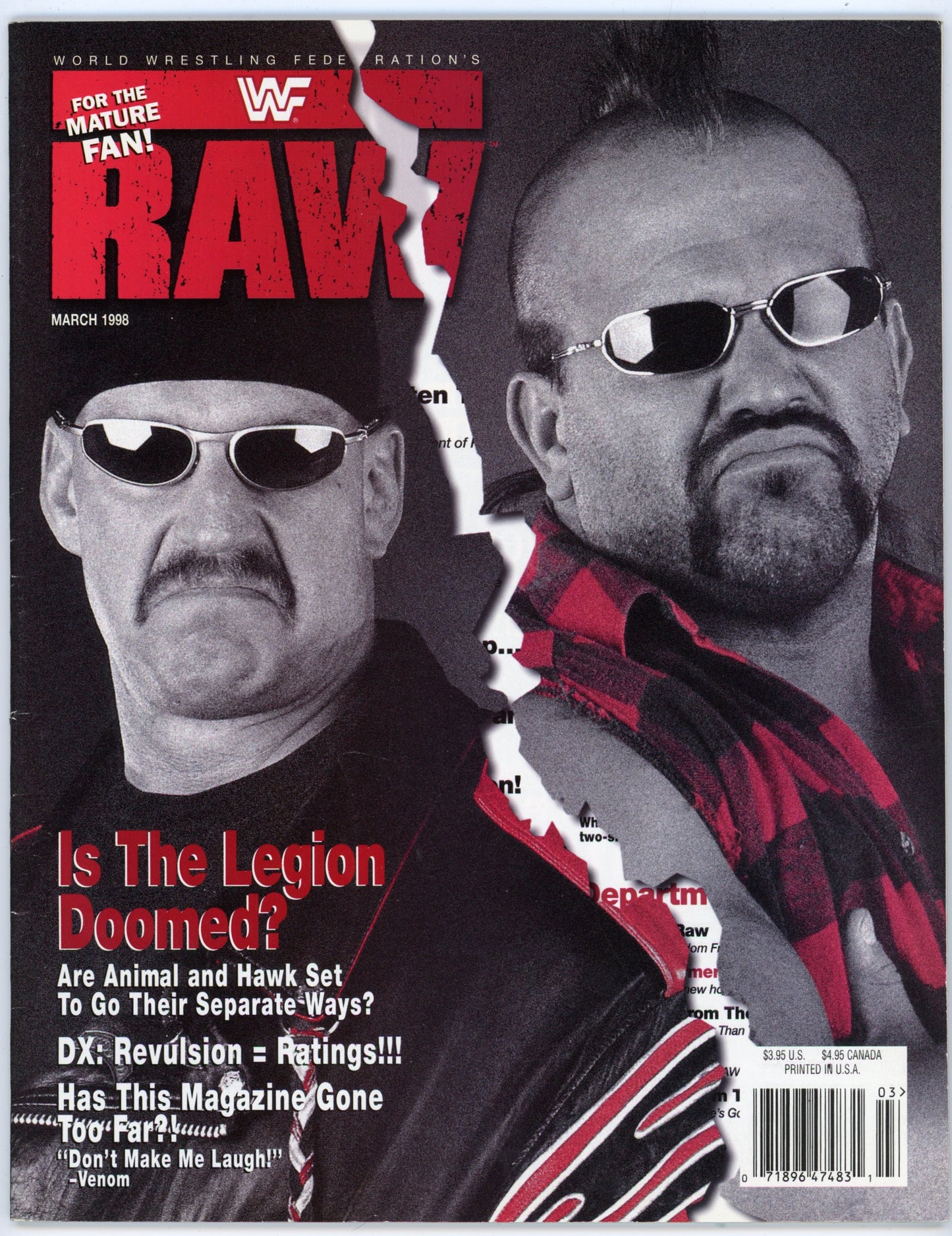 WWE Raw Vintage Wrestling Magazine (March 1998) The Legion of Doom Cover