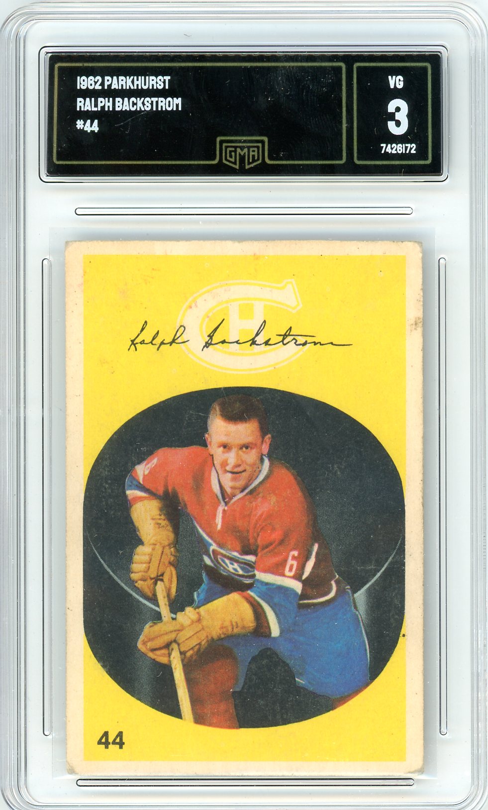 1962 Parkhurst Ralph Backstrom Graded Card #44 GMA 3