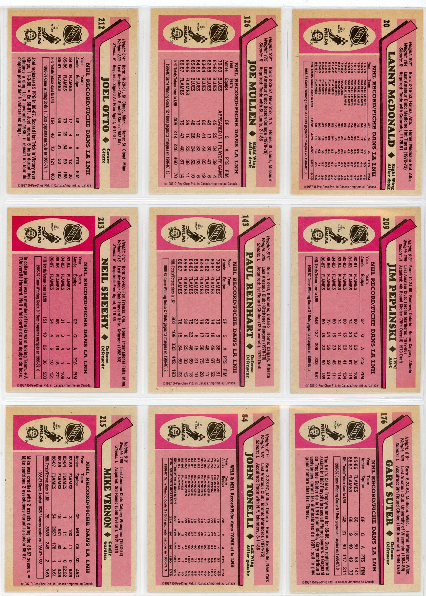 1987/88 OPC O-Pee-Chee NHL Hockey Complete Set (264 Cards)