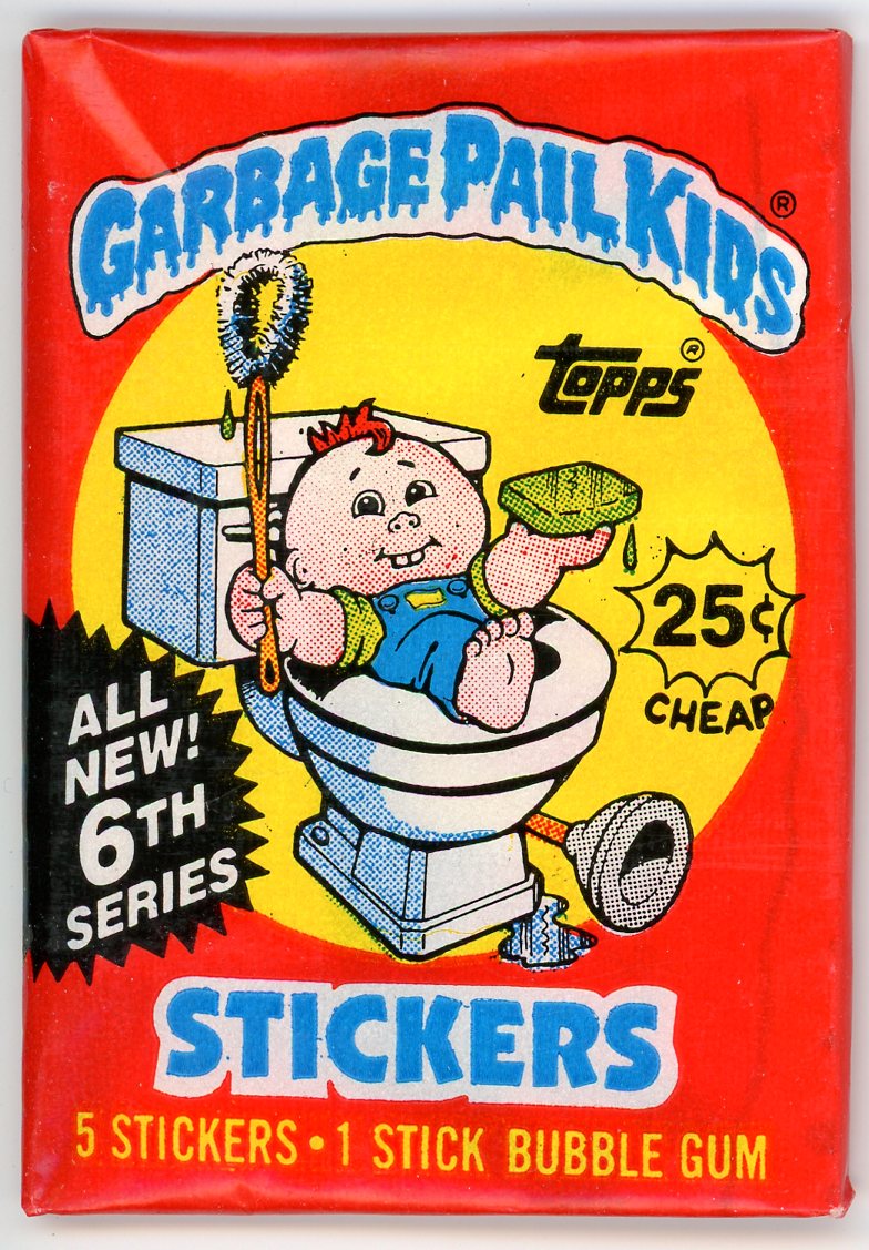 1986 Topps Garbage Pail Kids 6th Series Sticker Unopened Wax Pack (5 Stickers)