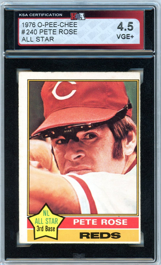 1976 OPC O-Pee-Chee Pete Rose All Star #240 Graded Baseball Card KSA 4.5