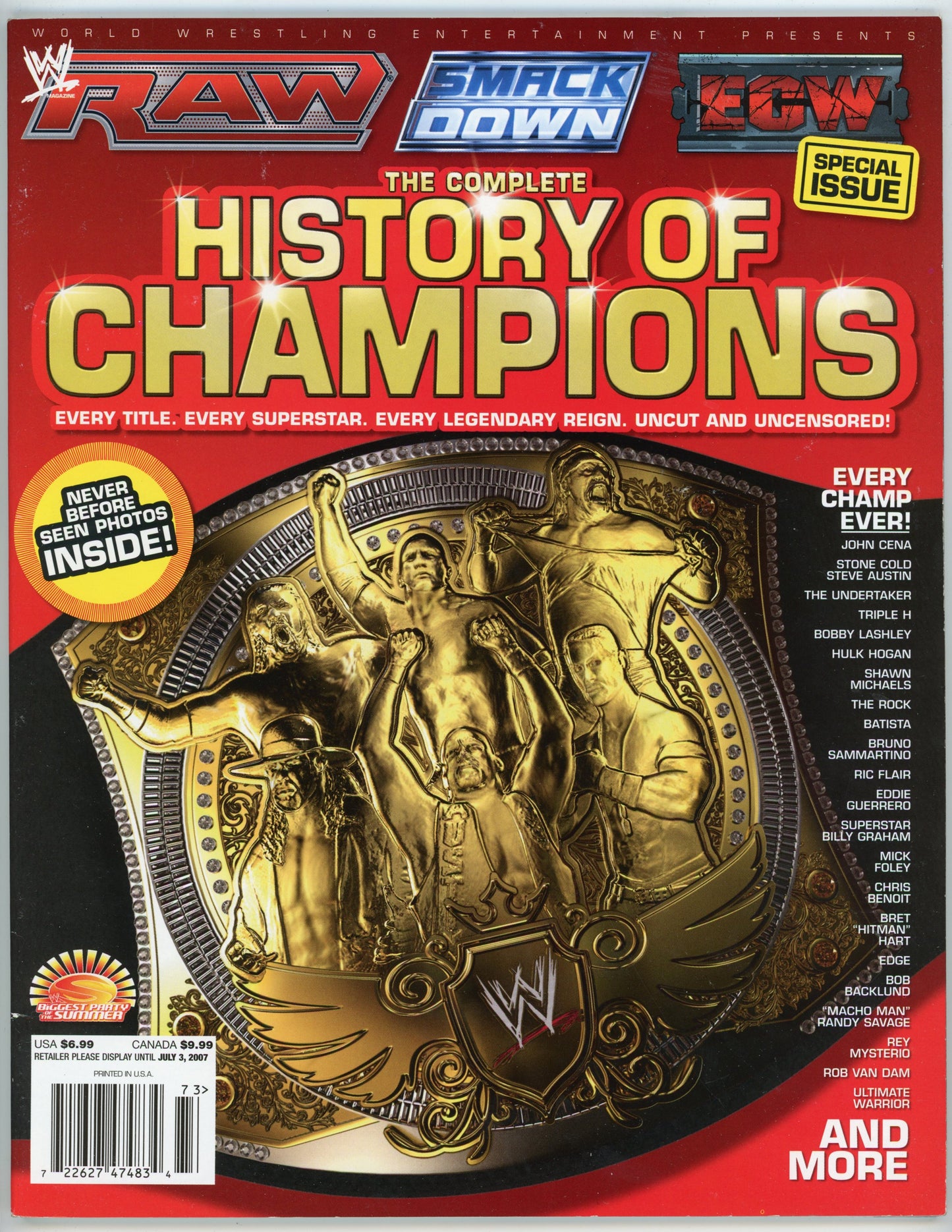 WWE Presents The Complete History of Champions Vintage Wrestling Magazine (2007) Special Issue