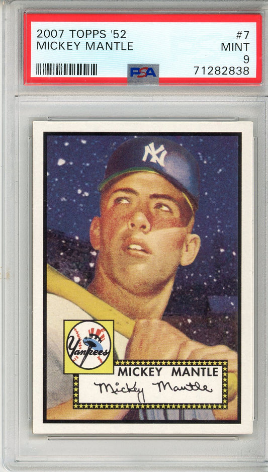 2007 Topps '52 Mickey Mantle Graded Baseball Card #7 PSA 9