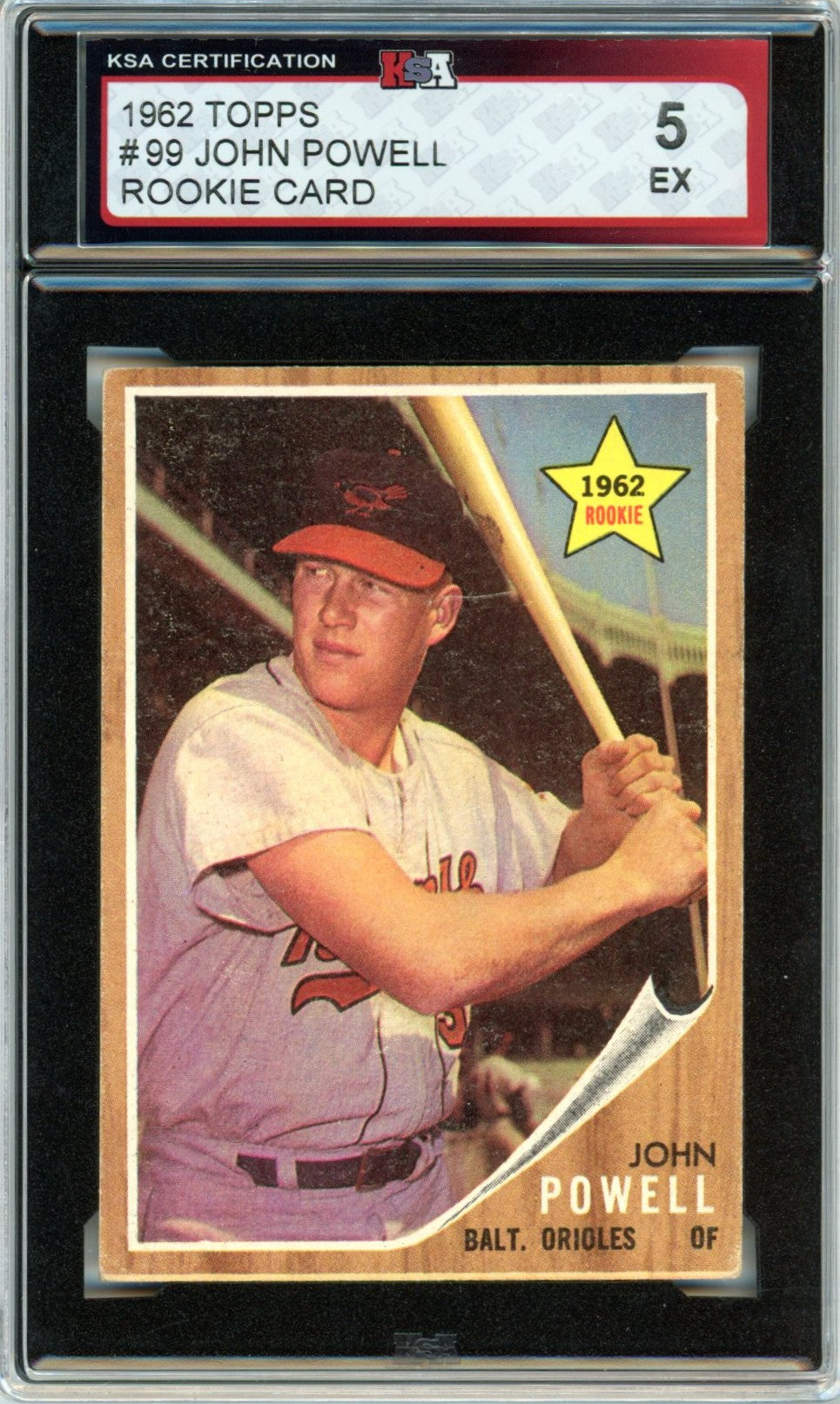 1962 Topps John Powell #99 Graded Rookie Card KSA 5