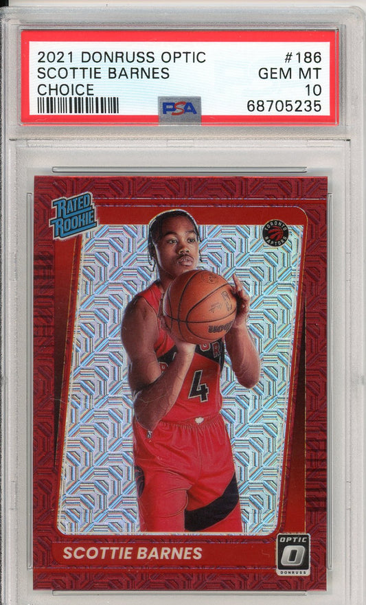 2021 Donruss Optic Scottie Barnes Choice Red Graded Rookie Card #186 PSA 10