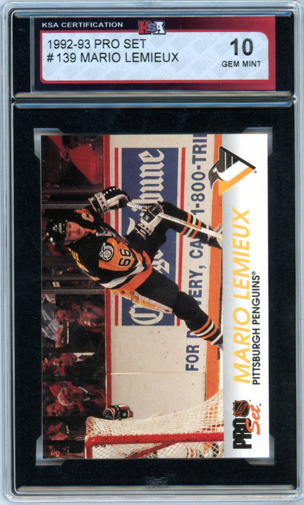1992/93 Pro Set Mario Lemieux #139 Graded Hockey Card KSA 10