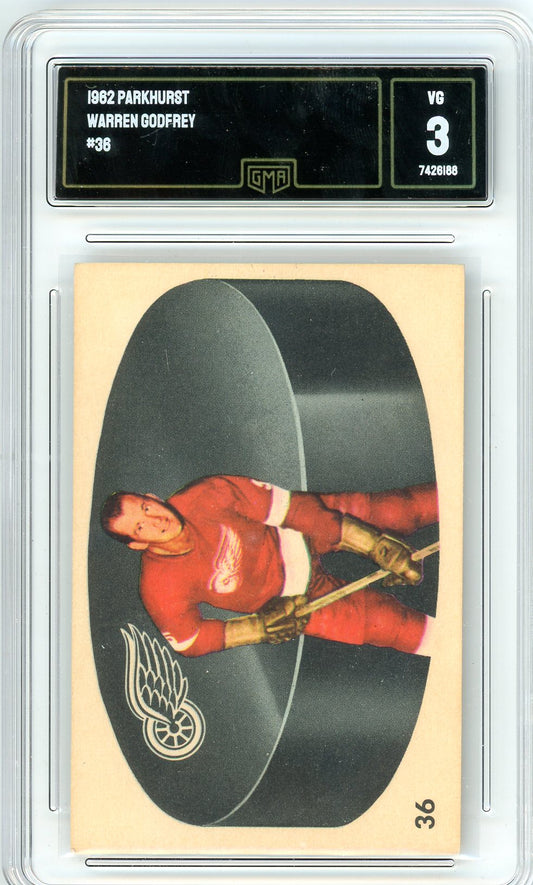 1962 Parkhurst Warren Godfrey Graded Hockey Card #36 GMA 3