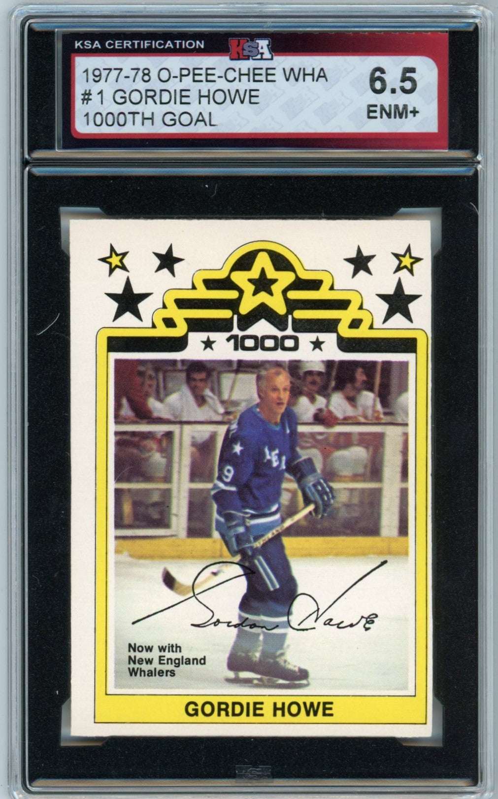 1977/78 O-Pee-Chee WHA Gordie Howe 1000th Goal Graded Hockey Card #1 KSA 6.5