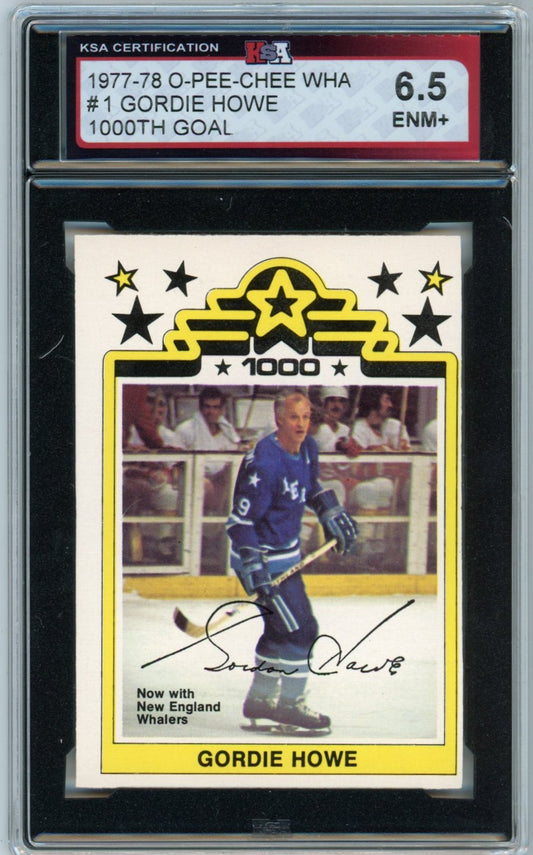1977/78 O-Pee-Chee WHA Gordie Howe 1000th Goal Graded Hockey Card #1 KSA 6.5