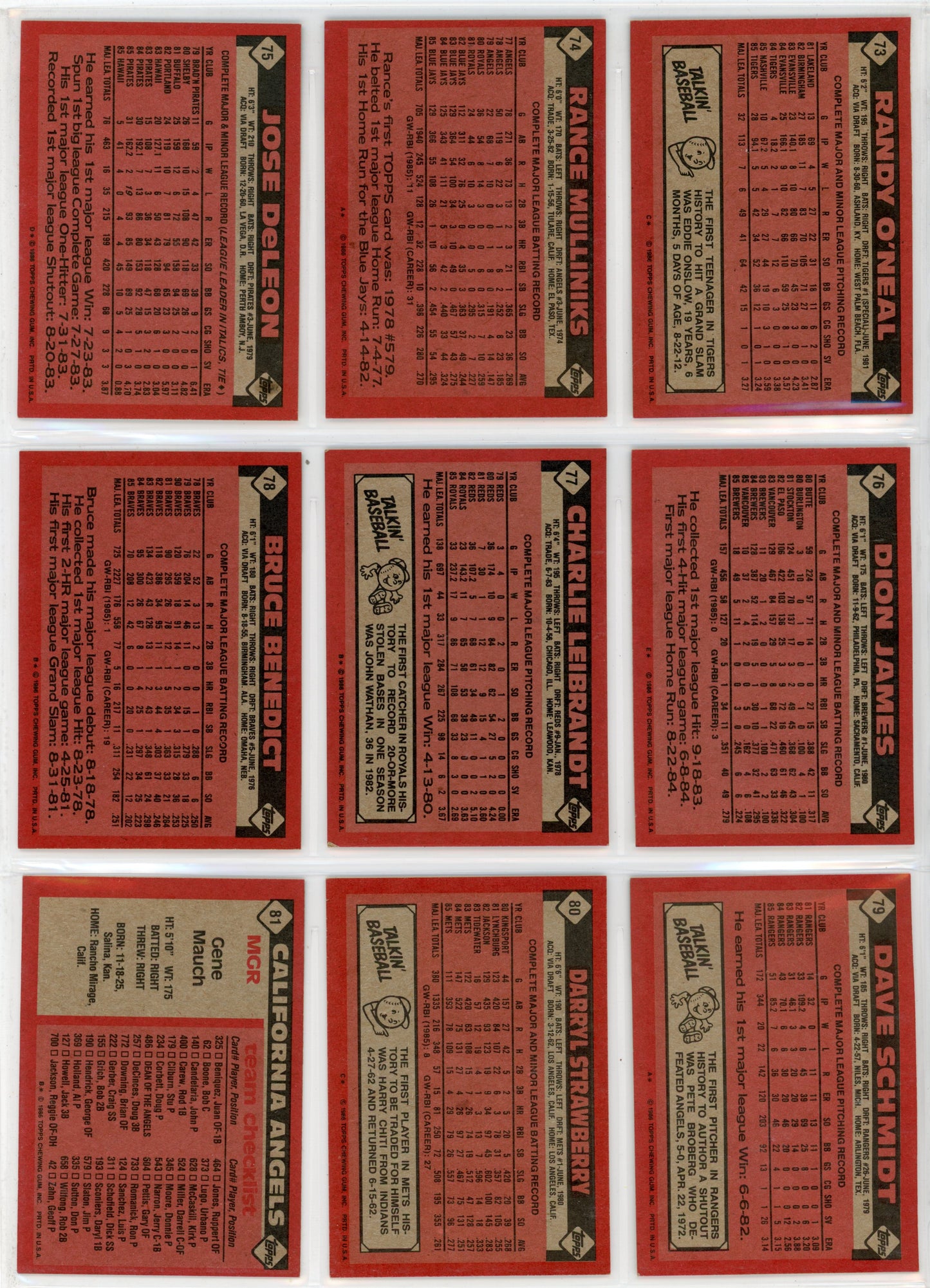 1986 Topps MLB Baseball Complete Set (792 Cards)