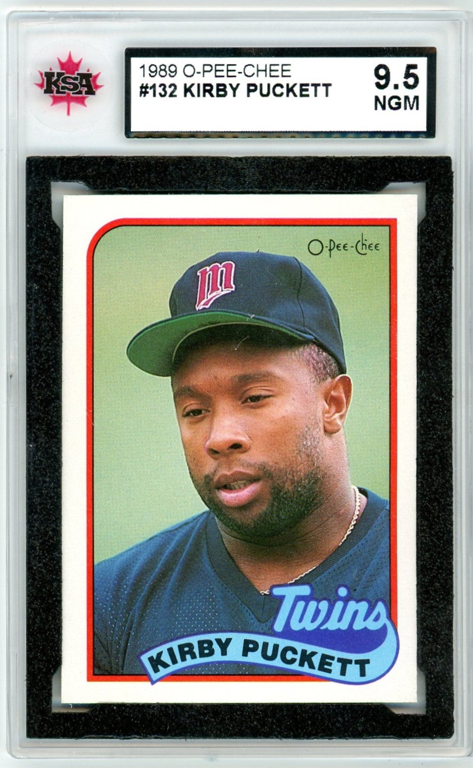 1989 OPC O-Pee-Chee Kirby Puckett Graded Card #132 KSA 9.5