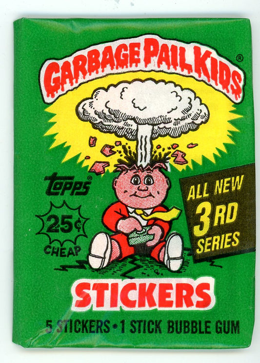 1986 Topps Garbage Pail Kids 3rd Series Sticker Unopened Wax Pack (5 Stickers)