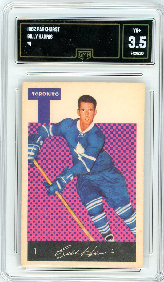 1962 Parkhurst Billy Harris Graded Hockey Card #1 GMA 3.5