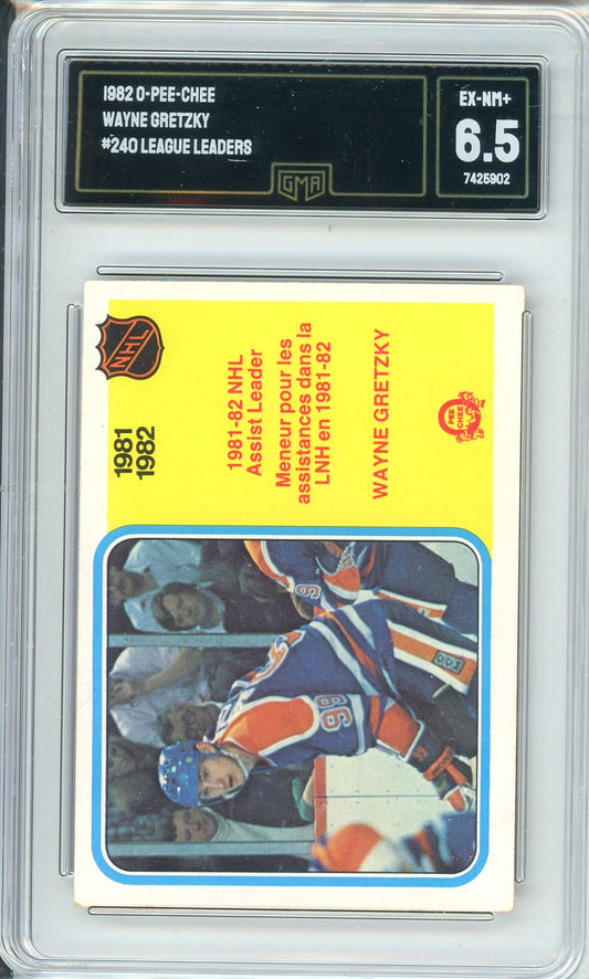 1982 OPC Wayne Gretzky #240 League Leaders Graded Card GMA 6.5