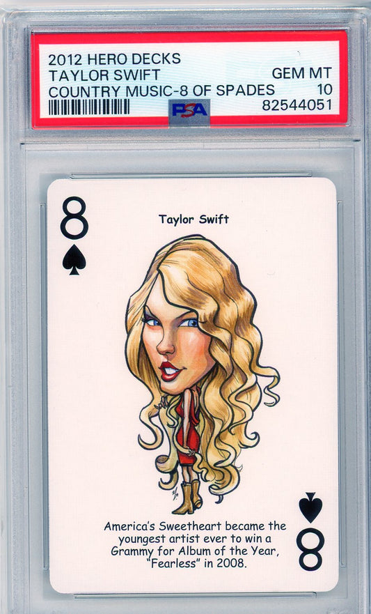 2012 Hero Decks Taylor Swift Country Music-8 of Spades Graded Rookie Card PSA 10