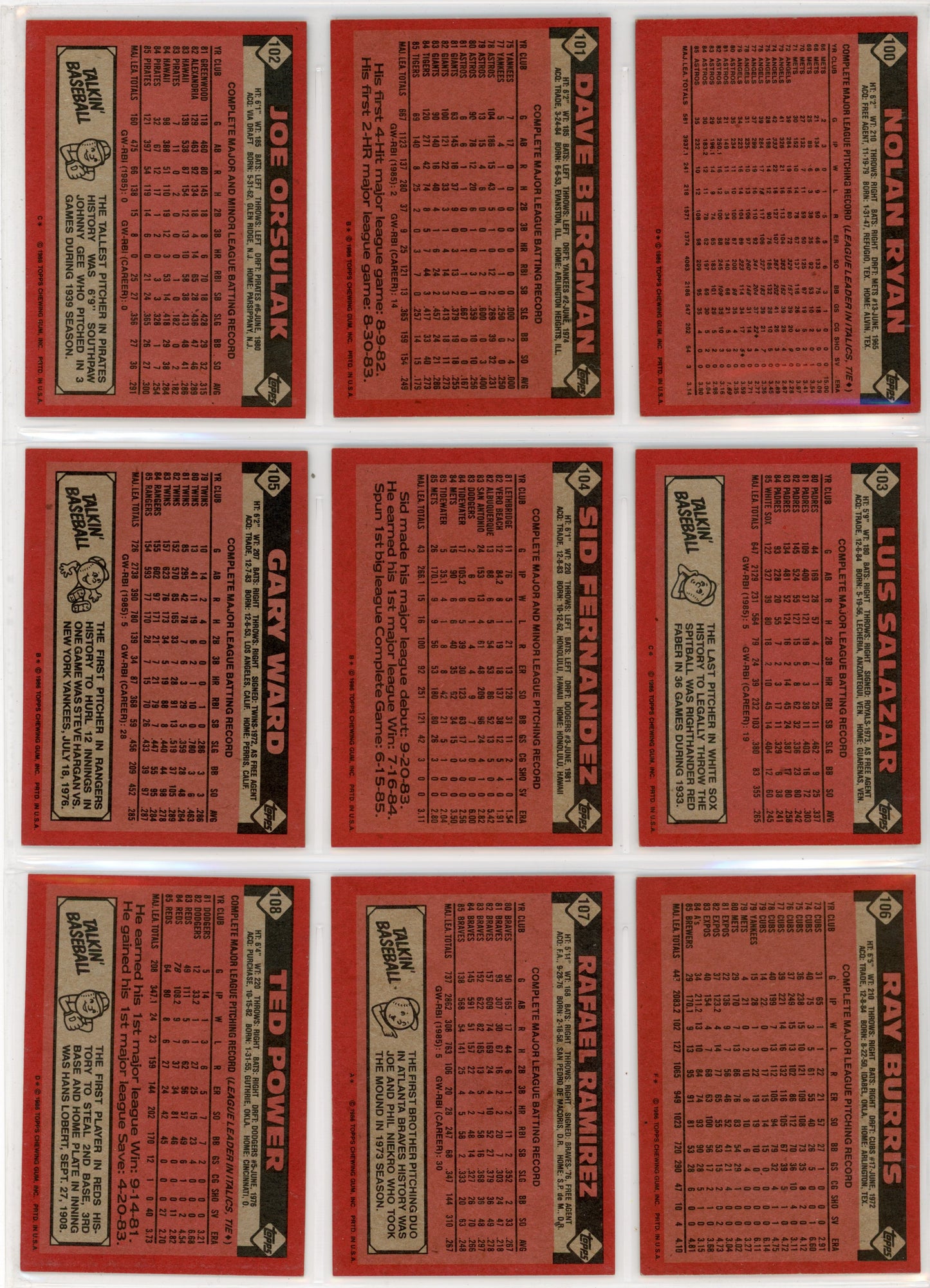 1986 Topps MLB Baseball Complete Set (792 Cards)