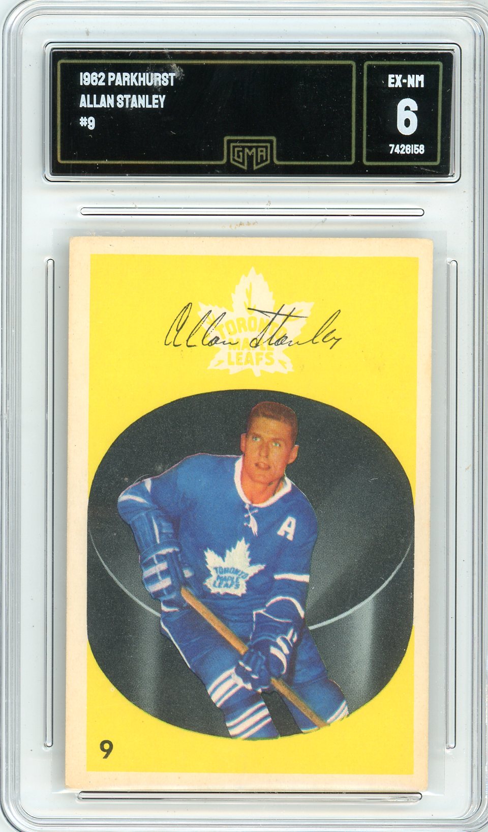 1962 Parkhurst Allan Stanley Graded Hockey Card #9 GMA 6