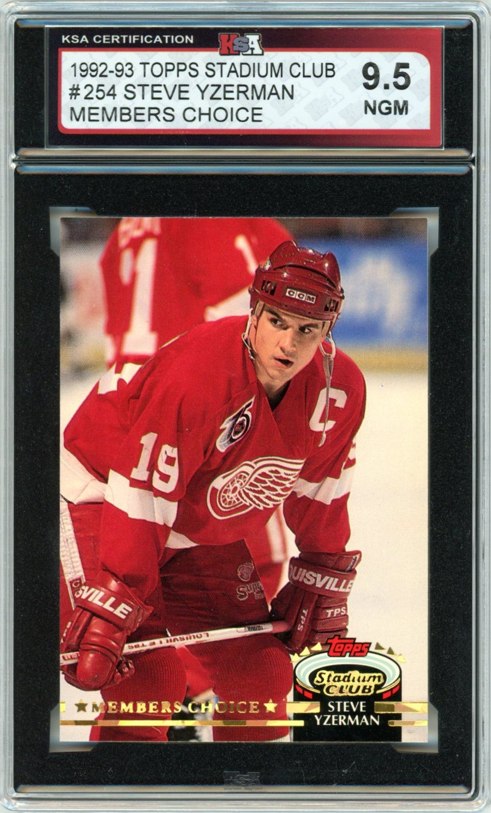 1992/93 Topps Stadium Club Steve Yzerman Members Choice #254 Graded Hockey Card KSA 9.5