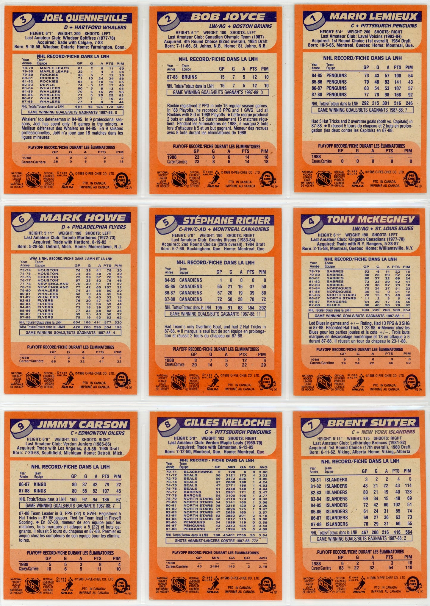 1988/89 OPC O-Pee-Chee Vintage Hockey Complete Set (264 Cards) Brett Hull Rookie