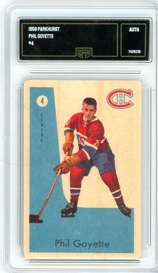 1959 Parkhurst Phil Goyette Graded Card #4 GMA Authenticated