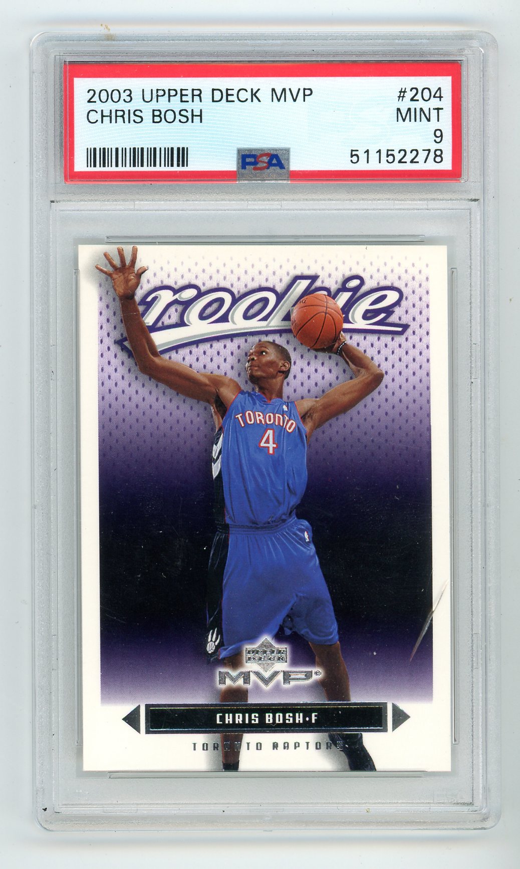 2003 Upper Deck MVP Chris Bosh Graded Rookie Card #204 PSA 9