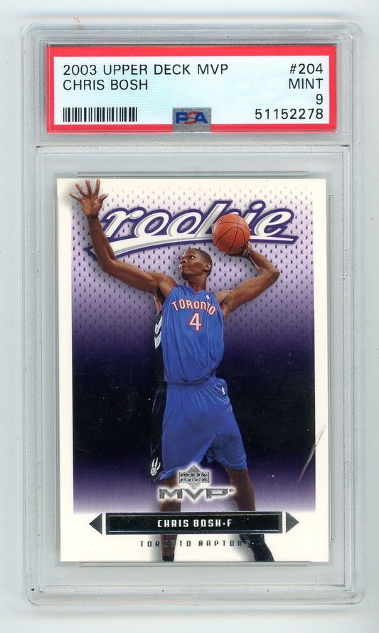 2003 Upper Deck MVP Chris Bosh Graded Rookie Card #204 PSA 9