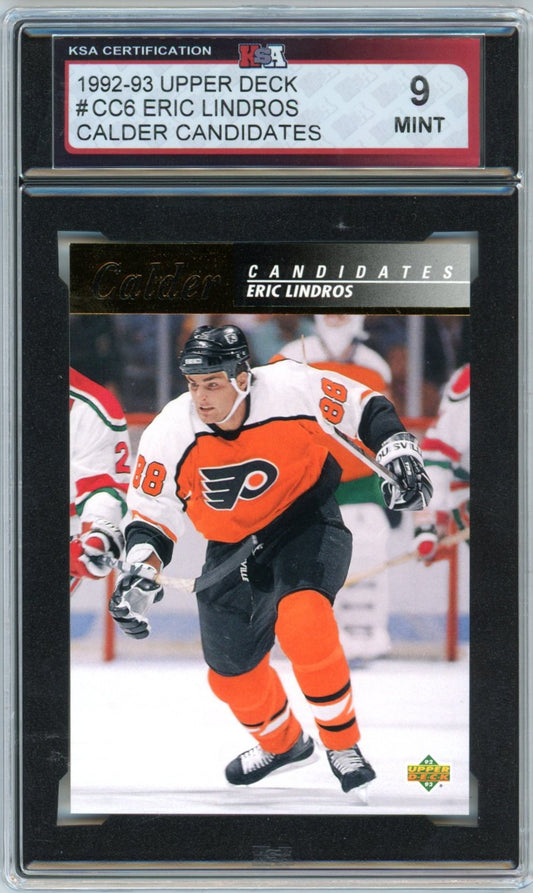 1992/93 Upper Deck Eric Lindros Calder Candidates #CC6 Graded Hockey Card KSA 9