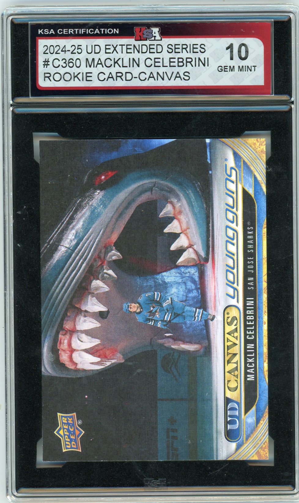 2024/25 UD Extended Series Macklin Celebrini #C360 Rookie Canvas Graded Hockey Card KSA 10
