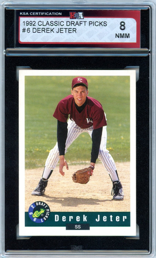 1992 Classic Draft Picks Derek Jeter #6 Graded Baseball Rookie Card KSA 8