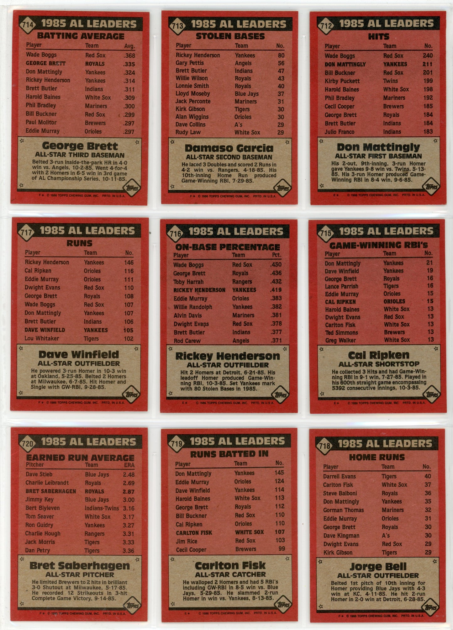 1986 Topps MLB Baseball Complete Set (792 Cards)